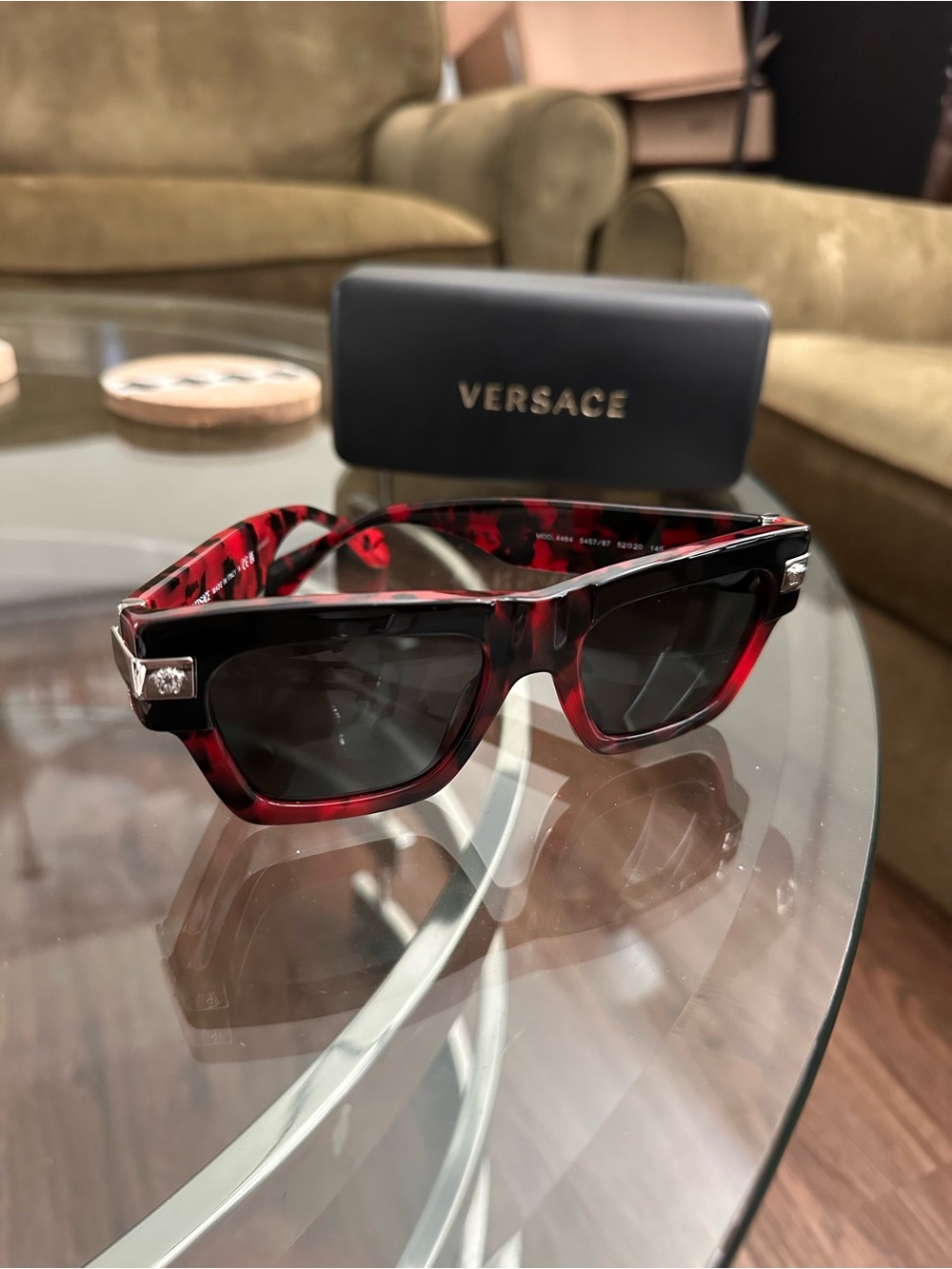 Versace Red Tortoiseshell and Black Men's Sunglasses